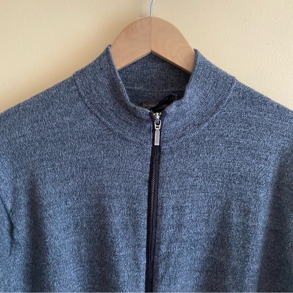 Peter Millar 100% Merino Wool Full-Zip Sweater Men XL Grey Elbow Patch Preppy - Picture 5 of 16